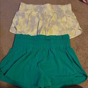 Avia Women's Athletic Shorts - Yellow and Green size medium